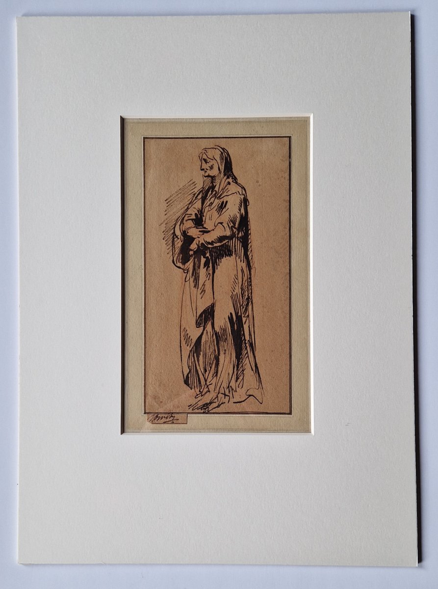 18th Century Dutch Old Master Drawing By Jacob De Wit (amsterdam 1695–1754) Winter  -photo-4