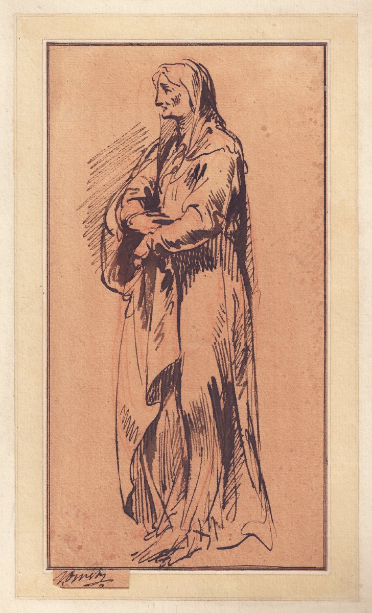 18th Century Dutch Old Master Drawing By Jacob De Wit (amsterdam 1695–1754) Winter  
