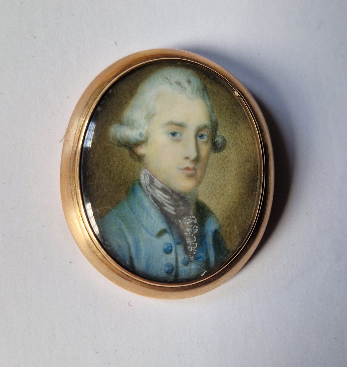French Or German School, Circa 1775  Miniature Depicting A Gentleman In A Blue Coat -photo-3