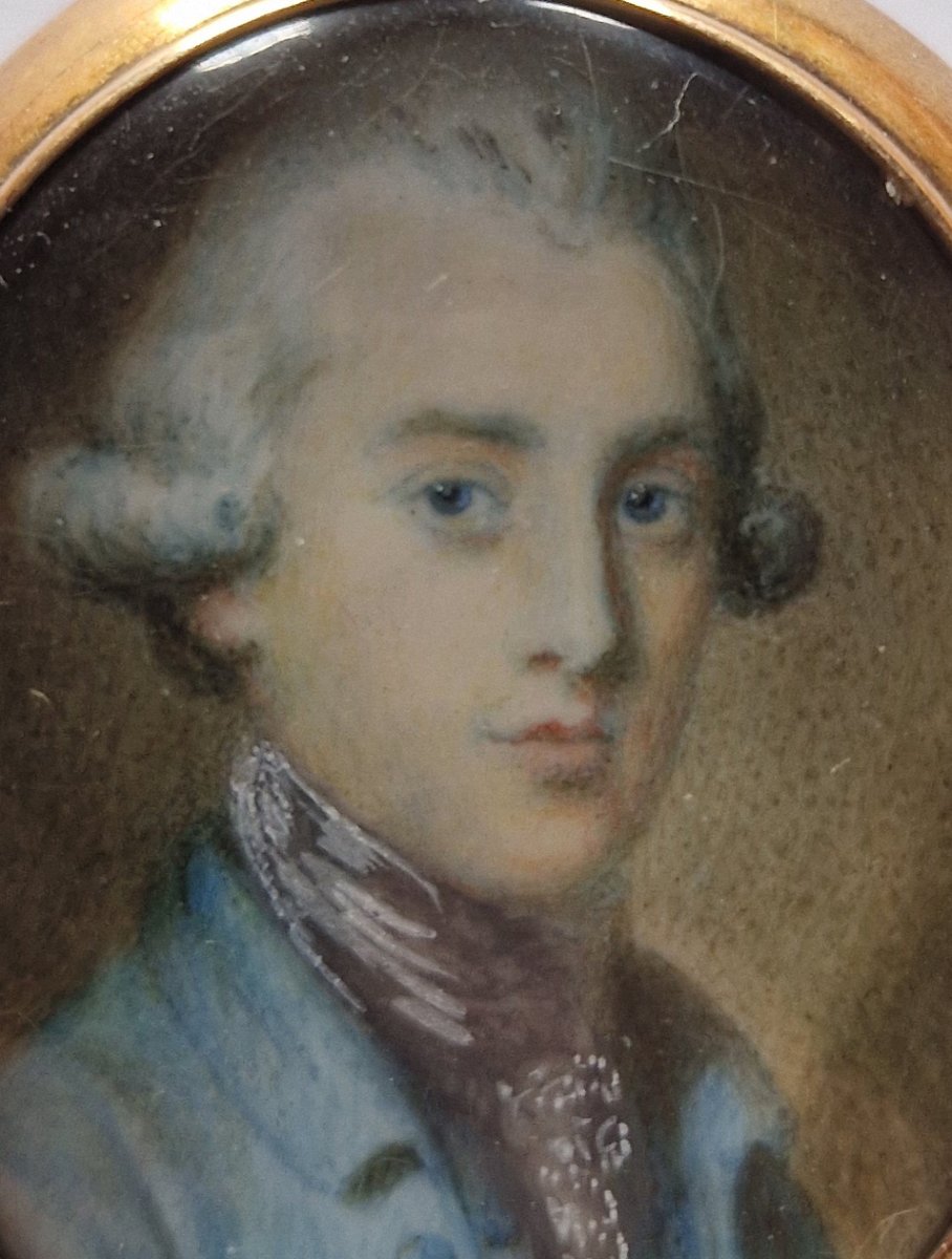 French Or German School, Circa 1775  Miniature Depicting A Gentleman In A Blue Coat -photo-4