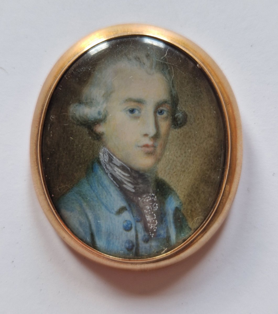 French Or German School, Circa 1775  Miniature Depicting A Gentleman In A Blue Coat 