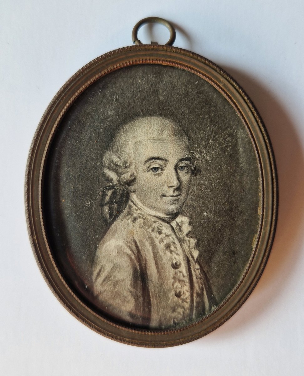 French Or German School, Ca. 1775  Miniature Portrait Of A Gentleman In Grisaille