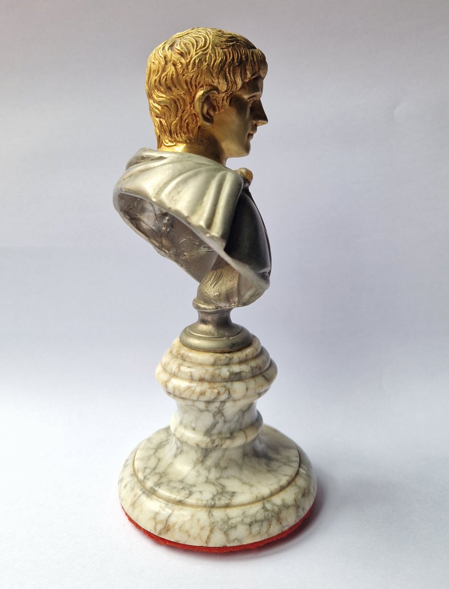 Buste d'empereur romain en laiton et marbre, style Grand Tour -photo-2