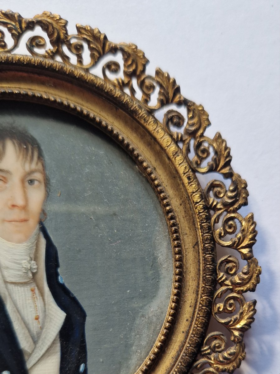 École française, vers 1810  Portrait en miniature d'une dame vêtue « à la garçonne »  -photo-4