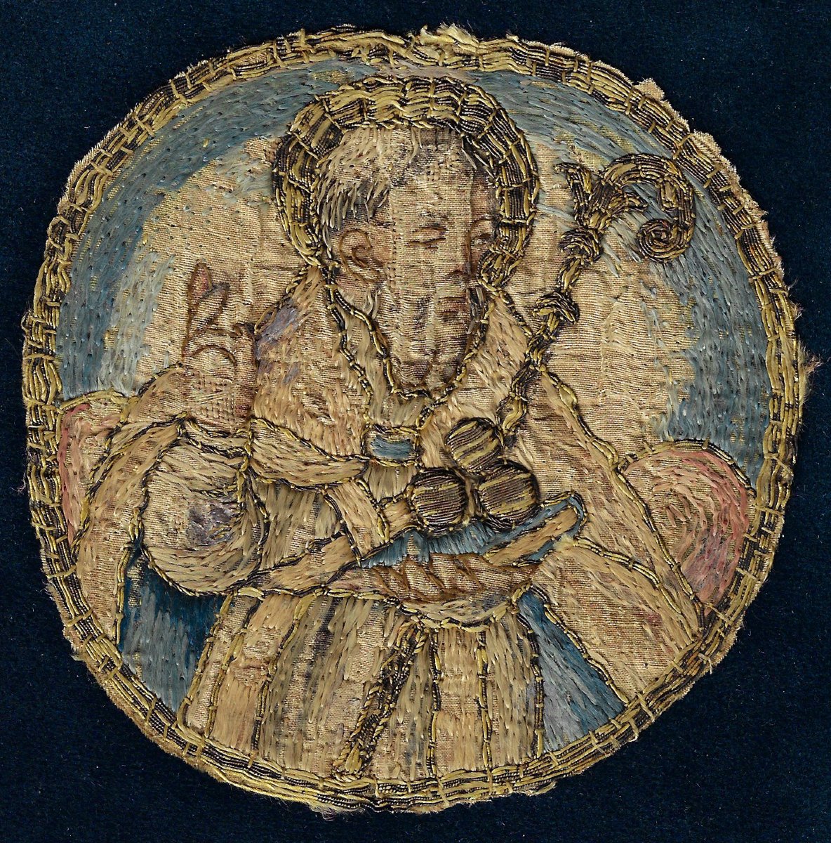 Médaillon d'orfroi brodé Saint Étienne, Italie ou Espagne, vers 1575  
