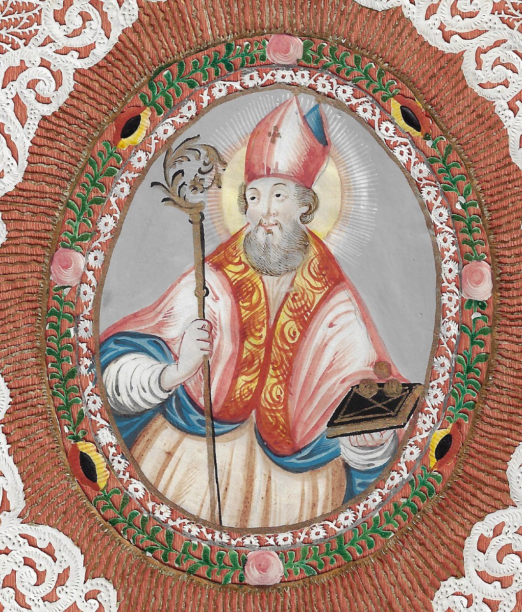 Decoupage Cut-out Of Saint Nicholas, Known As A “canivet,” Late 18th Century Prob. German-photo-2