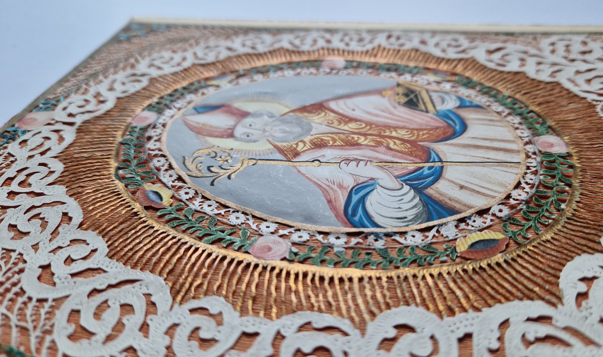 Decoupage Cut-out Of Saint Nicholas, Known As A “canivet,” Late 18th Century Prob. German-photo-2