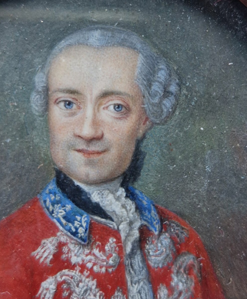 Portrait en miniature d'officier militaire, vers 1760, probablement allemande  -photo-2