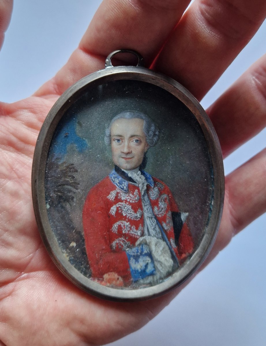 Portrait en miniature d'officier militaire, vers 1760, probablement allemande  -photo-4