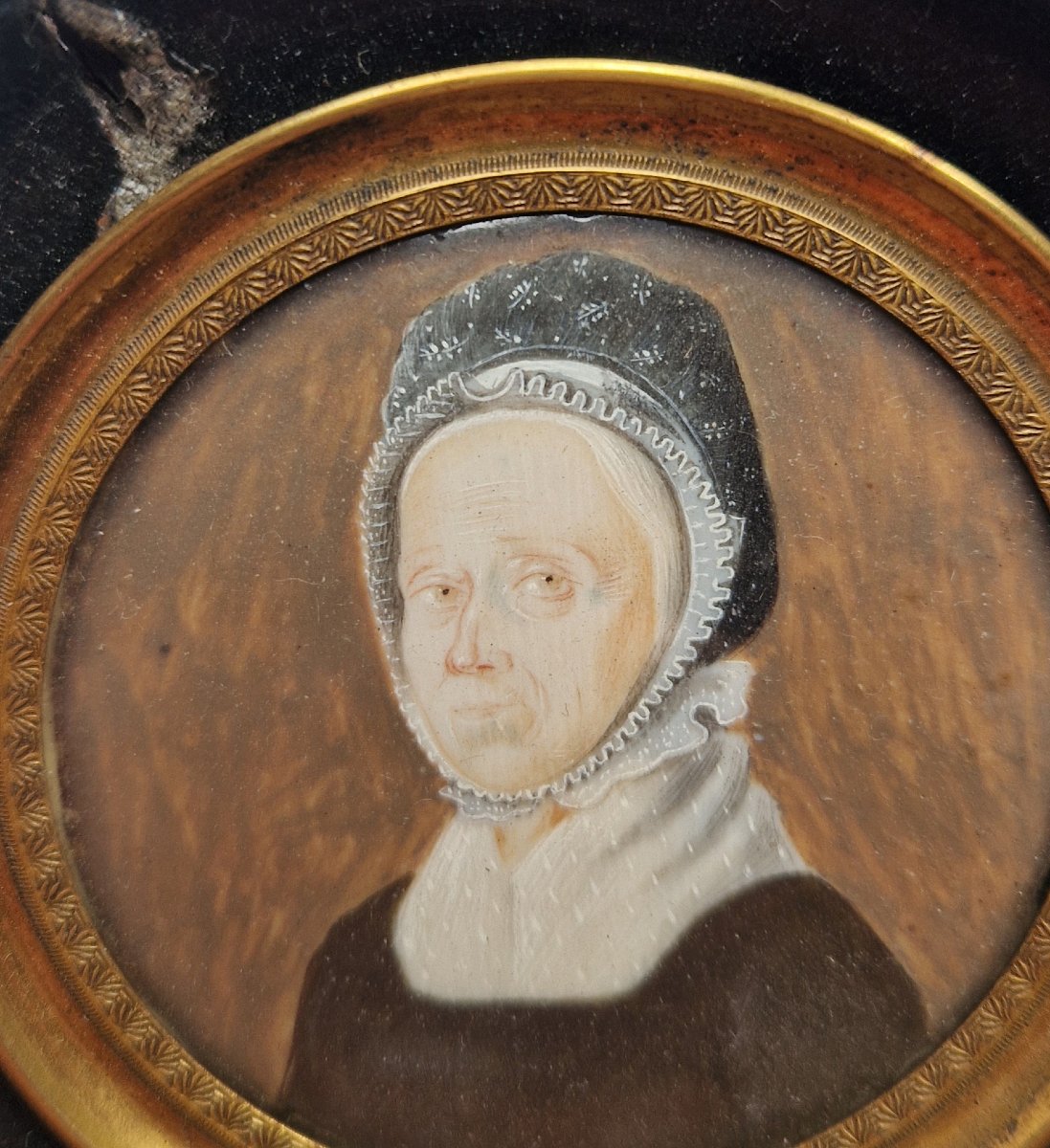 Ecole hollandaise, 1824 Portrait en Miniature d'une Dame âgée de 74 ans-photo-2