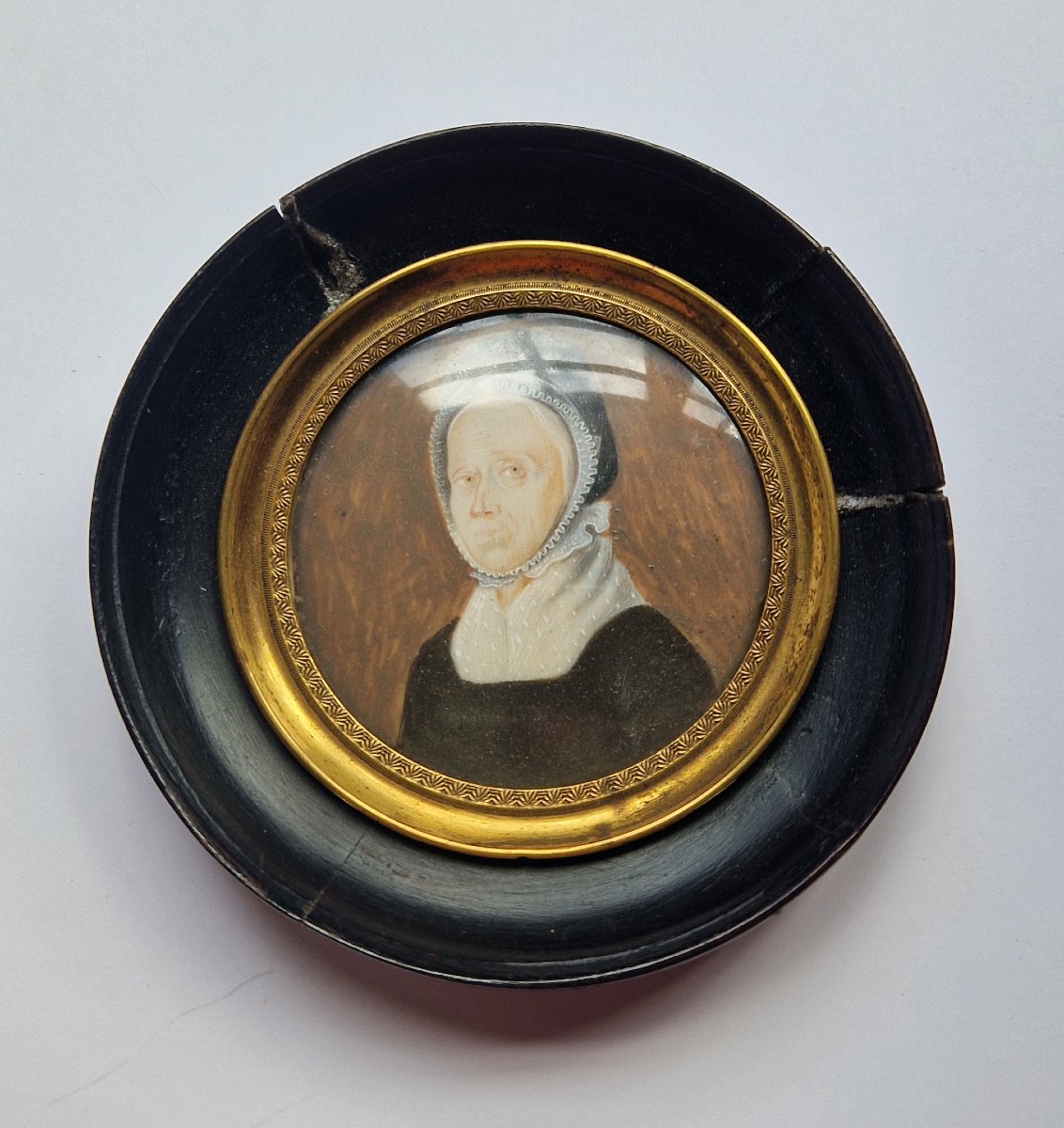 Ecole hollandaise, 1824 Portrait en Miniature d'une Dame âgée de 74 ans-photo-3