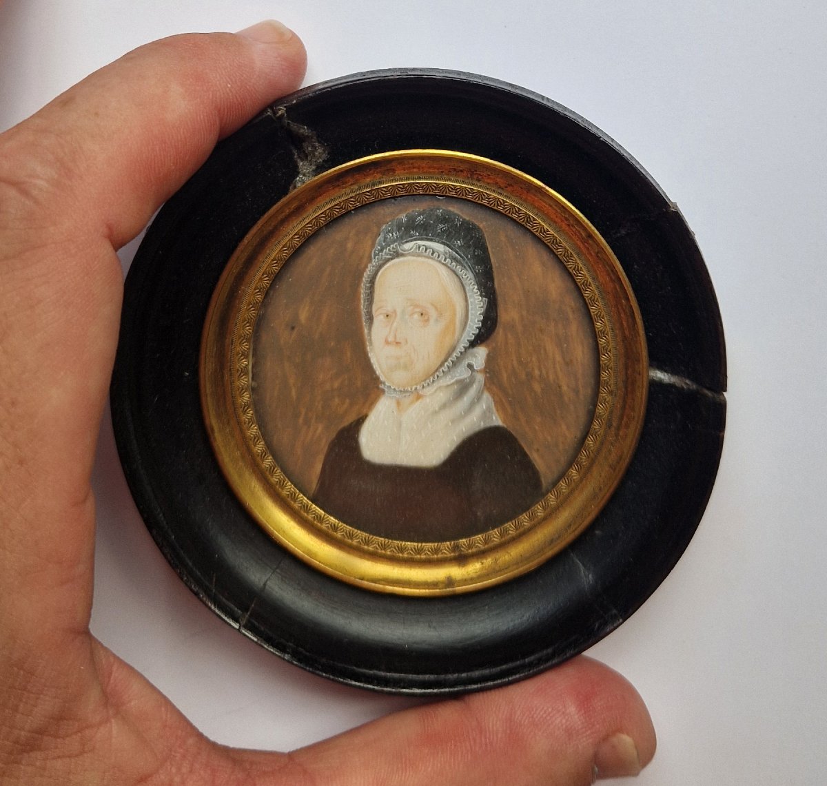 Ecole hollandaise, 1824 Portrait en Miniature d'une Dame âgée de 74 ans-photo-4