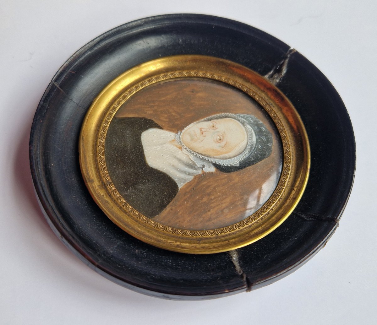 Ecole hollandaise, 1824 Portrait en Miniature d'une Dame âgée de 74 ans-photo-3