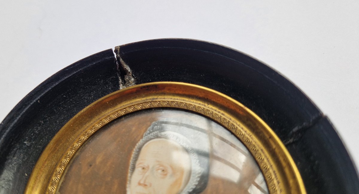 Ecole hollandaise, 1824 Portrait en Miniature d'une Dame âgée de 74 ans-photo-4