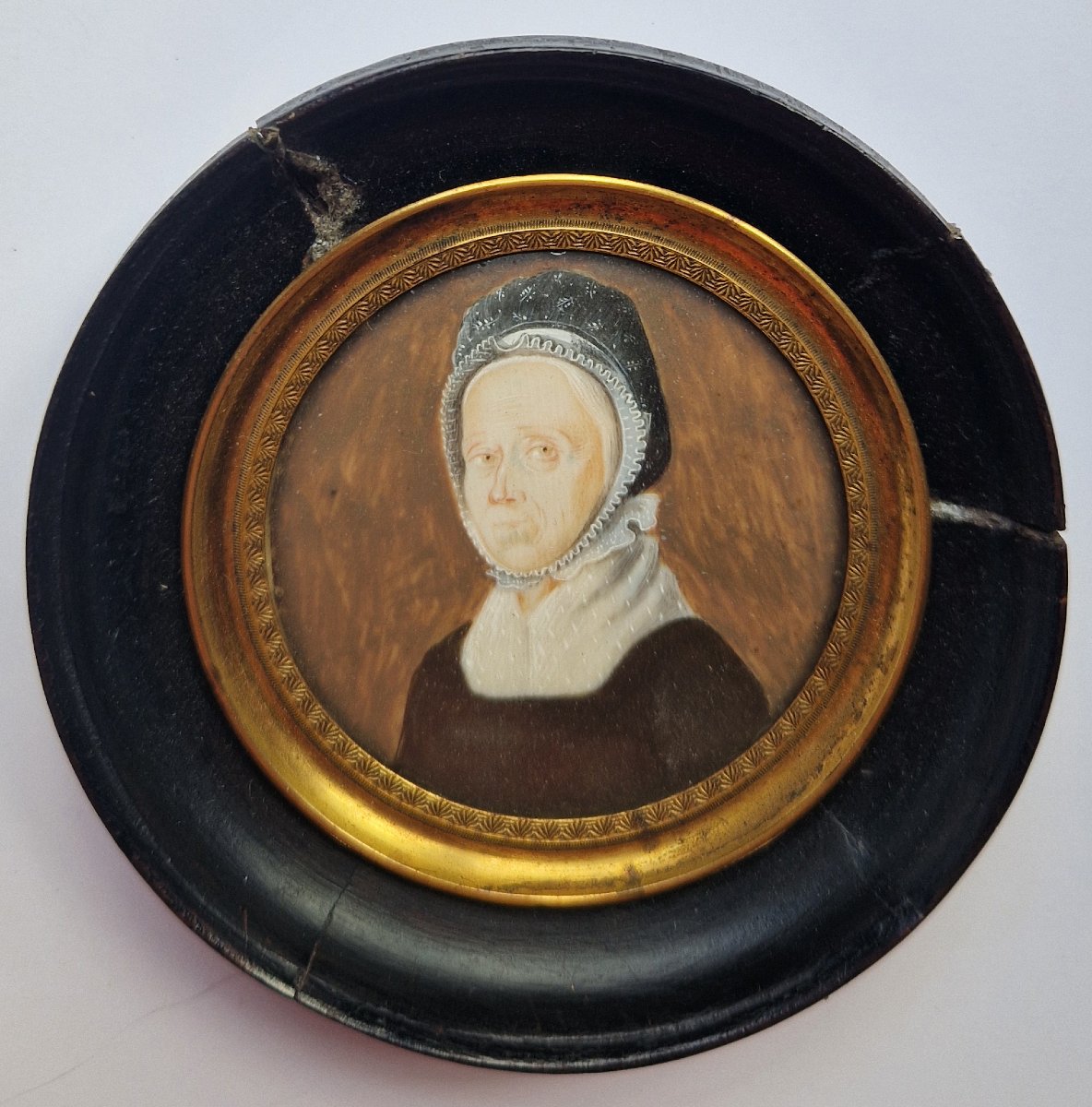 Ecole hollandaise, 1824 Portrait en Miniature d'une Dame âgée de 74 ans