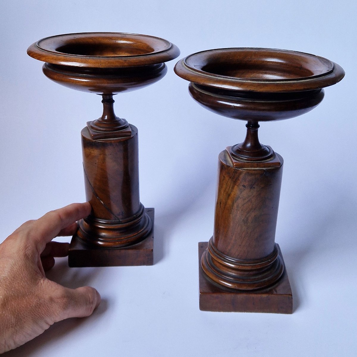 A 19th Century Pair Of Mahogany Grand Tour Tazzas, Circa 1850-photo-7