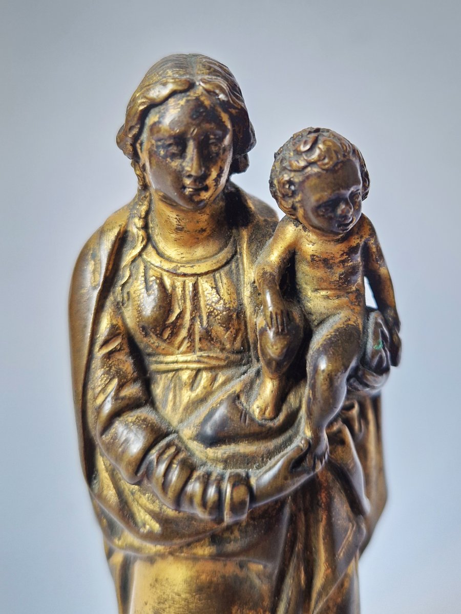 Flemish School, Early 17th Century - The Virgin And Child - Partially Gilded Bronze-photo-5