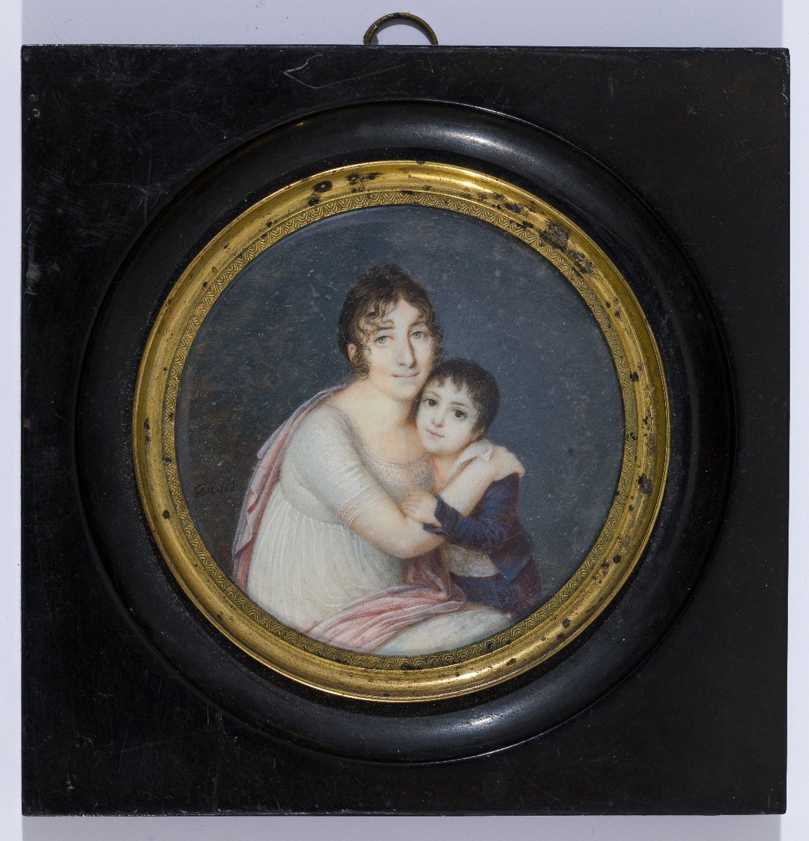 Portrait en miniature représentant une mère et son enfant c.1810  par Jean Georget (1763–1823) -photo-2