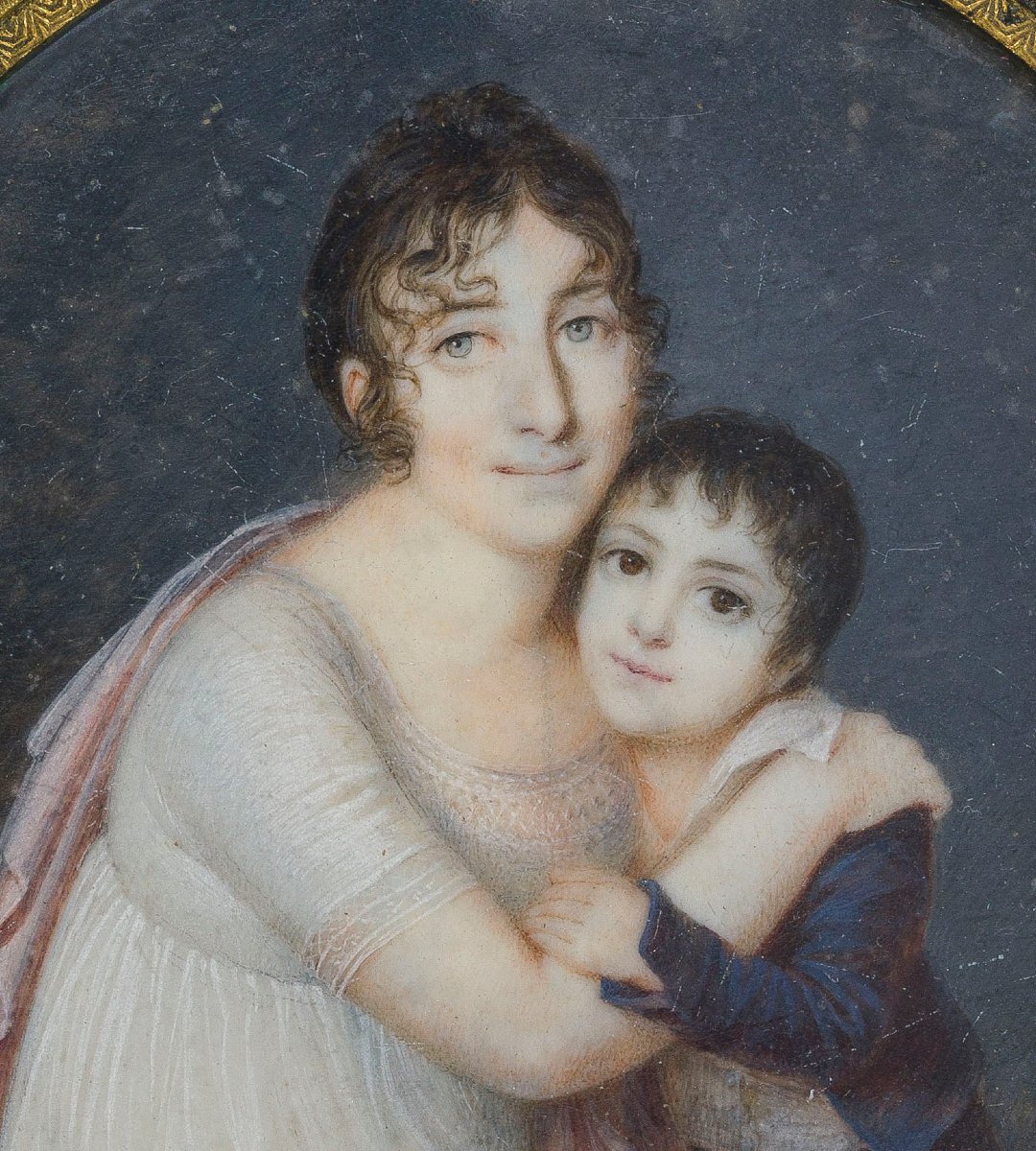 Portrait en miniature représentant une mère et son enfant c.1810  par Jean Georget (1763–1823) -photo-4