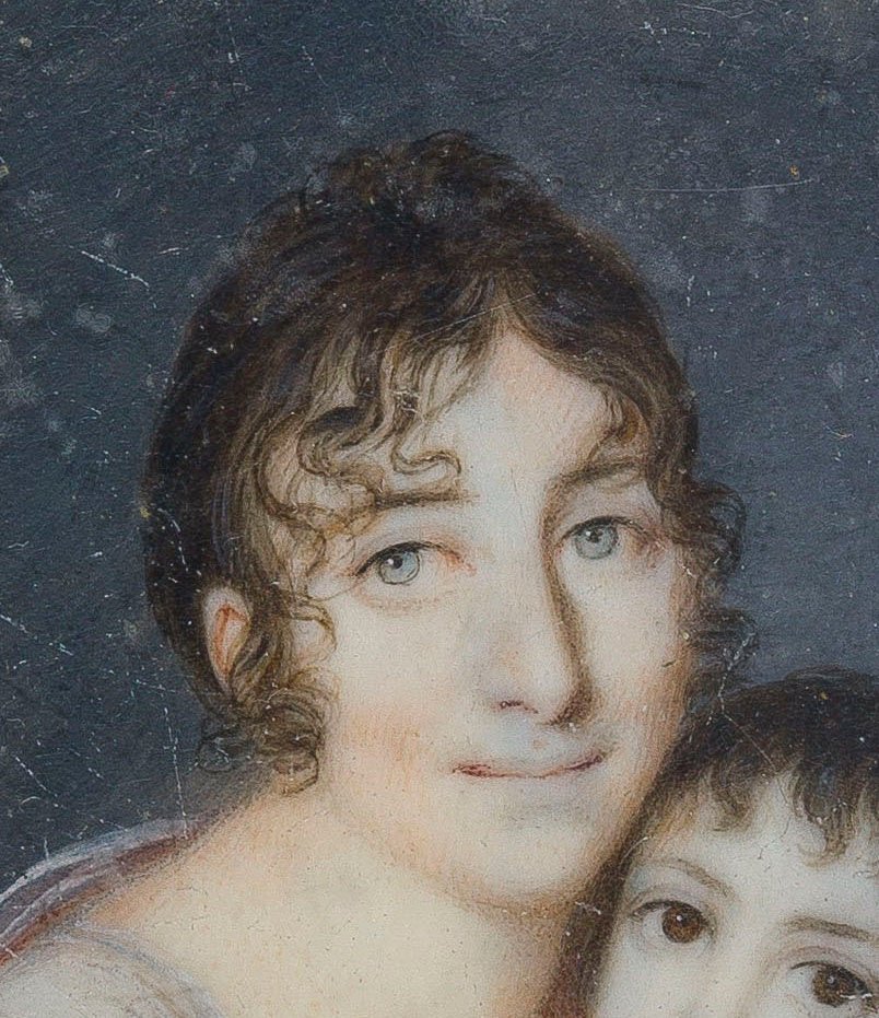 Portrait en miniature représentant une mère et son enfant c.1810  par Jean Georget (1763–1823) -photo-1