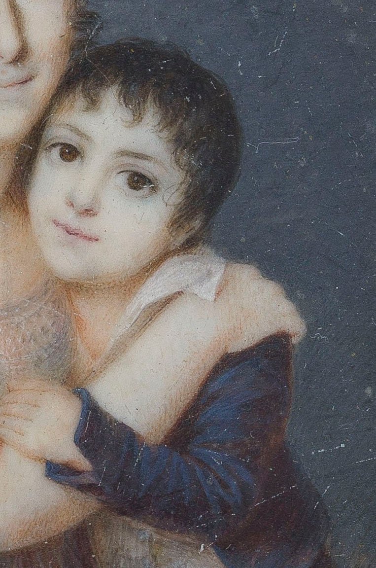 Portrait en miniature représentant une mère et son enfant c.1810  par Jean Georget (1763–1823) -photo-2