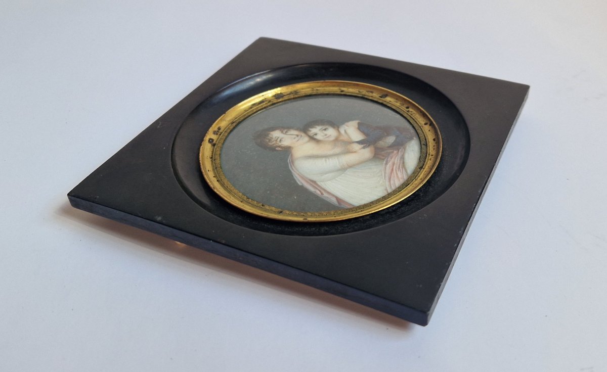 Portrait en miniature représentant une mère et son enfant c.1810  par Jean Georget (1763–1823) -photo-4