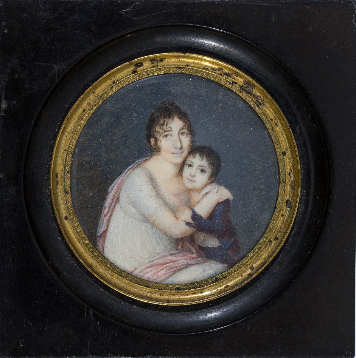 Portrait en miniature représentant une mère et son enfant c.1810  par Jean Georget (1763–1823) 