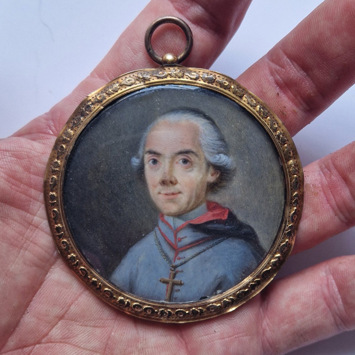 École française, c.1775 Portrait en miniature représentant un cardinal, peut être De Loménie-photo-3