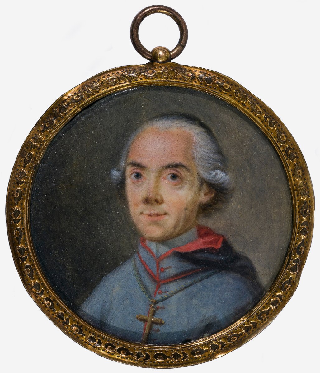École française, c.1775 Portrait en miniature représentant un cardinal, peut être De Loménie