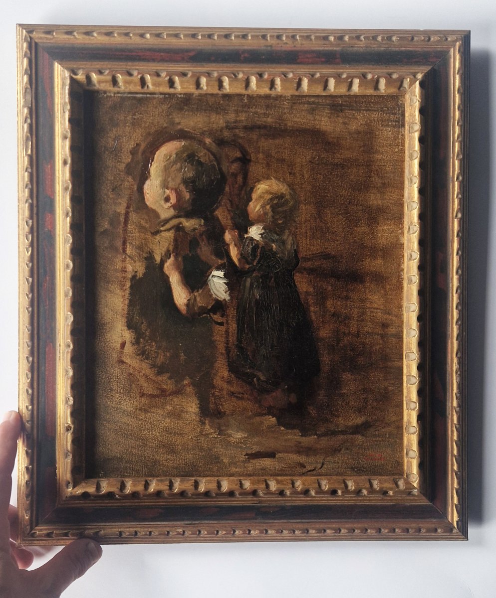 Albert Neuhuys (Utrecht 1844–1914)  Trois études d'un enfant - Huile sur papier -photo-4