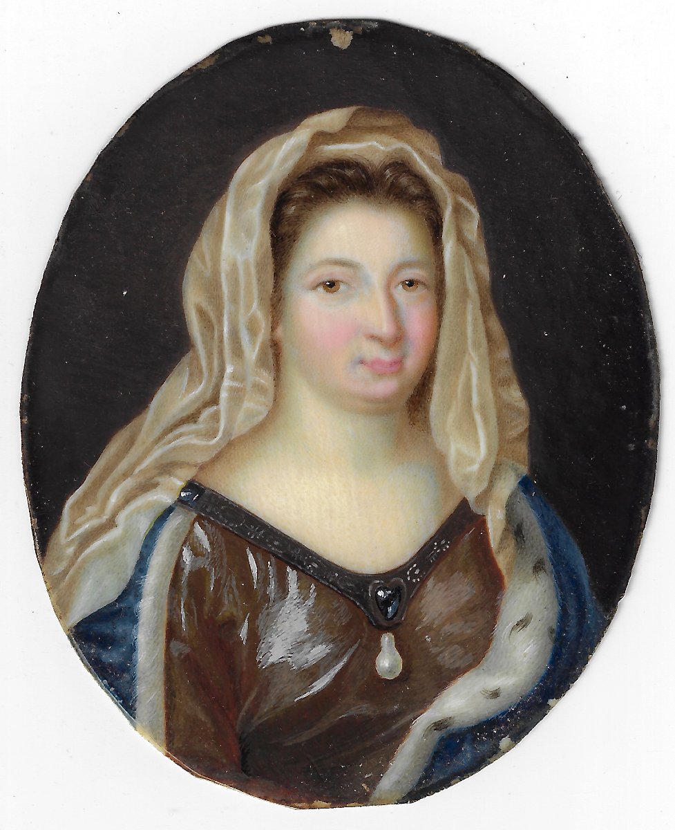 École française du XVIIIe siècle  Portrait en miniature de Madame de Maintenon -photo-3