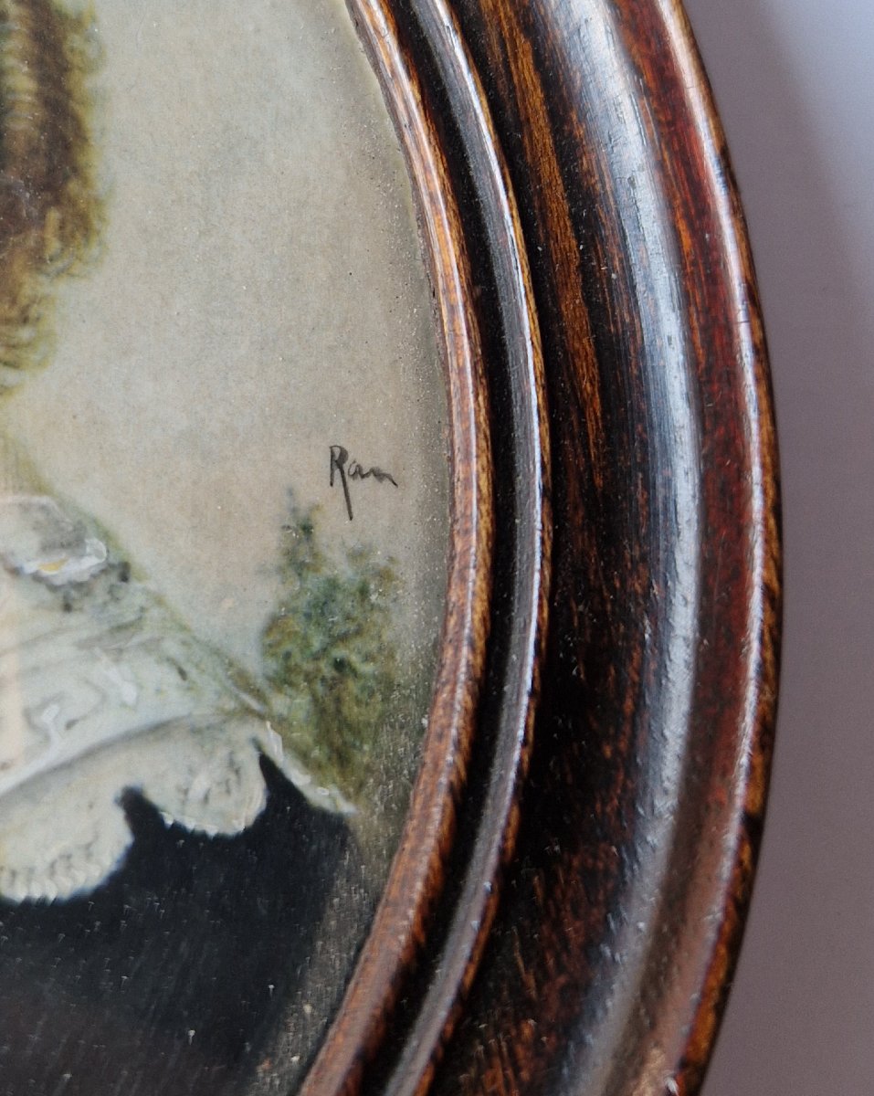 Miniature du XIXe siècle représentant la reine Henriette Marie, signée Ram  -photo-3