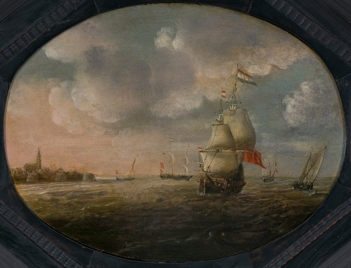 Tableau hollandais XVIIe attr à Cornelis Bol (1589–1666 ) dans son cadre d'origine  -photo-2