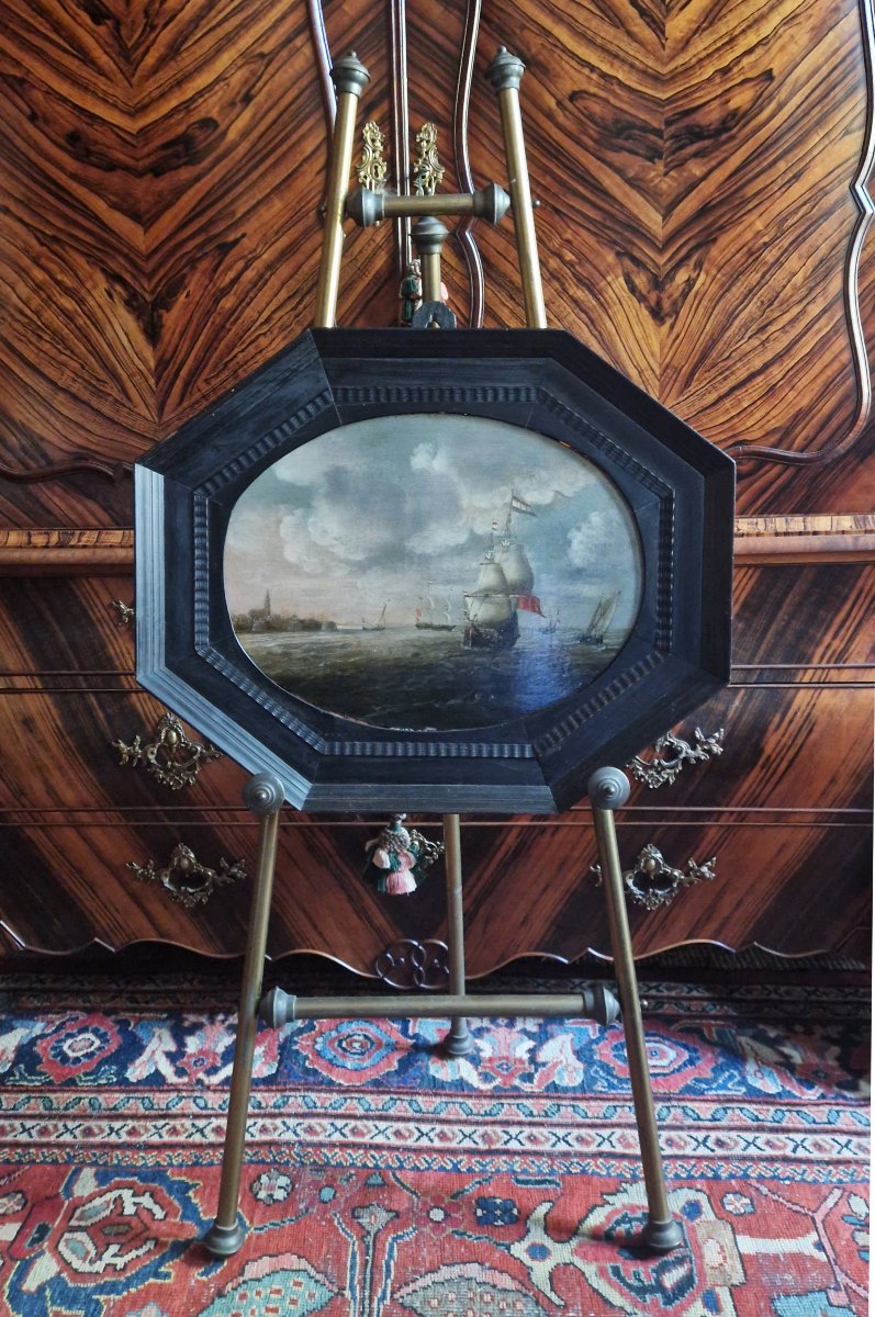 Tableau hollandais XVIIe attr à Cornelis Bol (1589–1666 ) dans son cadre d'origine  -photo-1