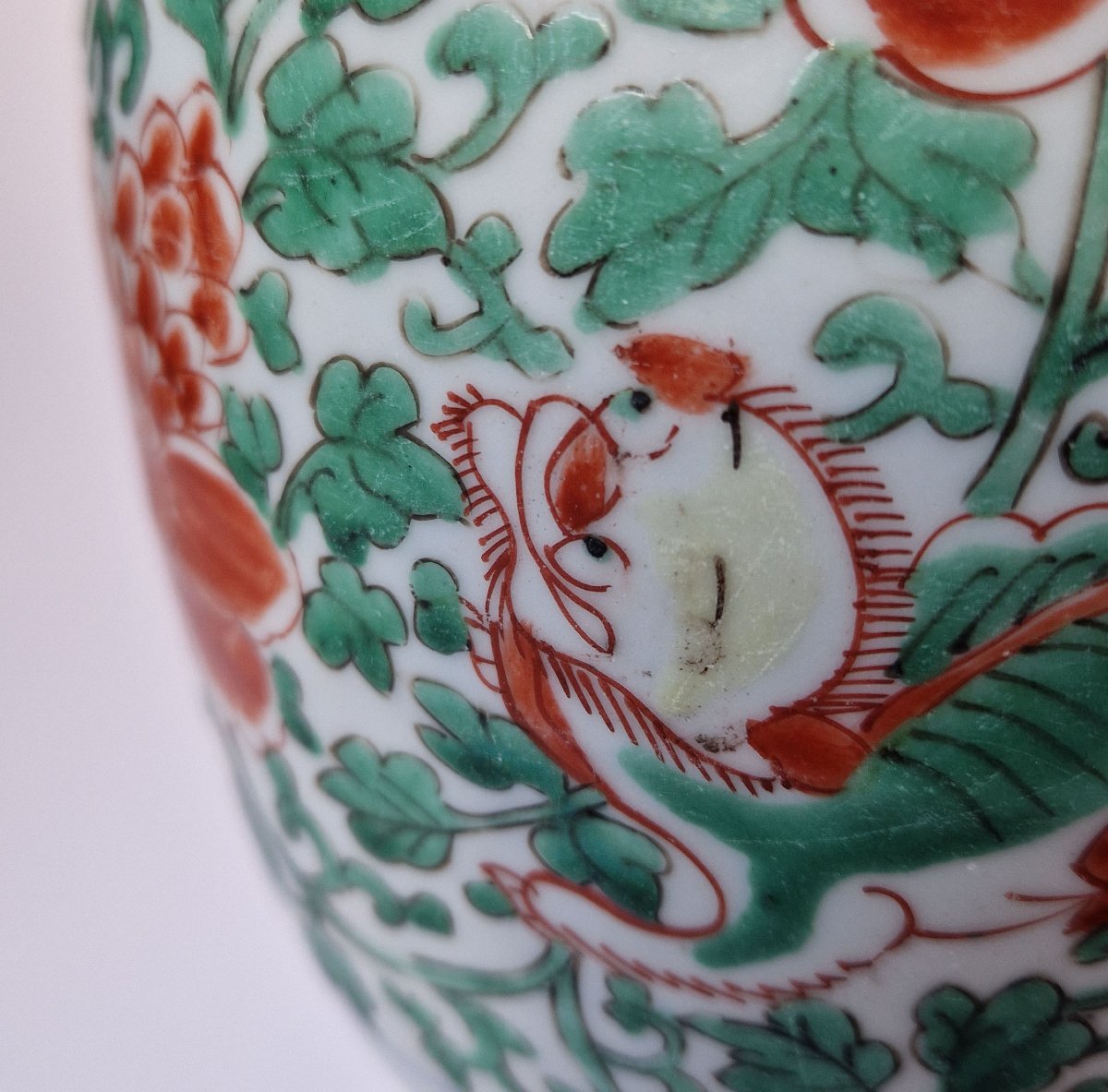 Jarre balustre Wucai Transition Chine milieu du XVIIe Siècle Hauteur: 17 cm -photo-8