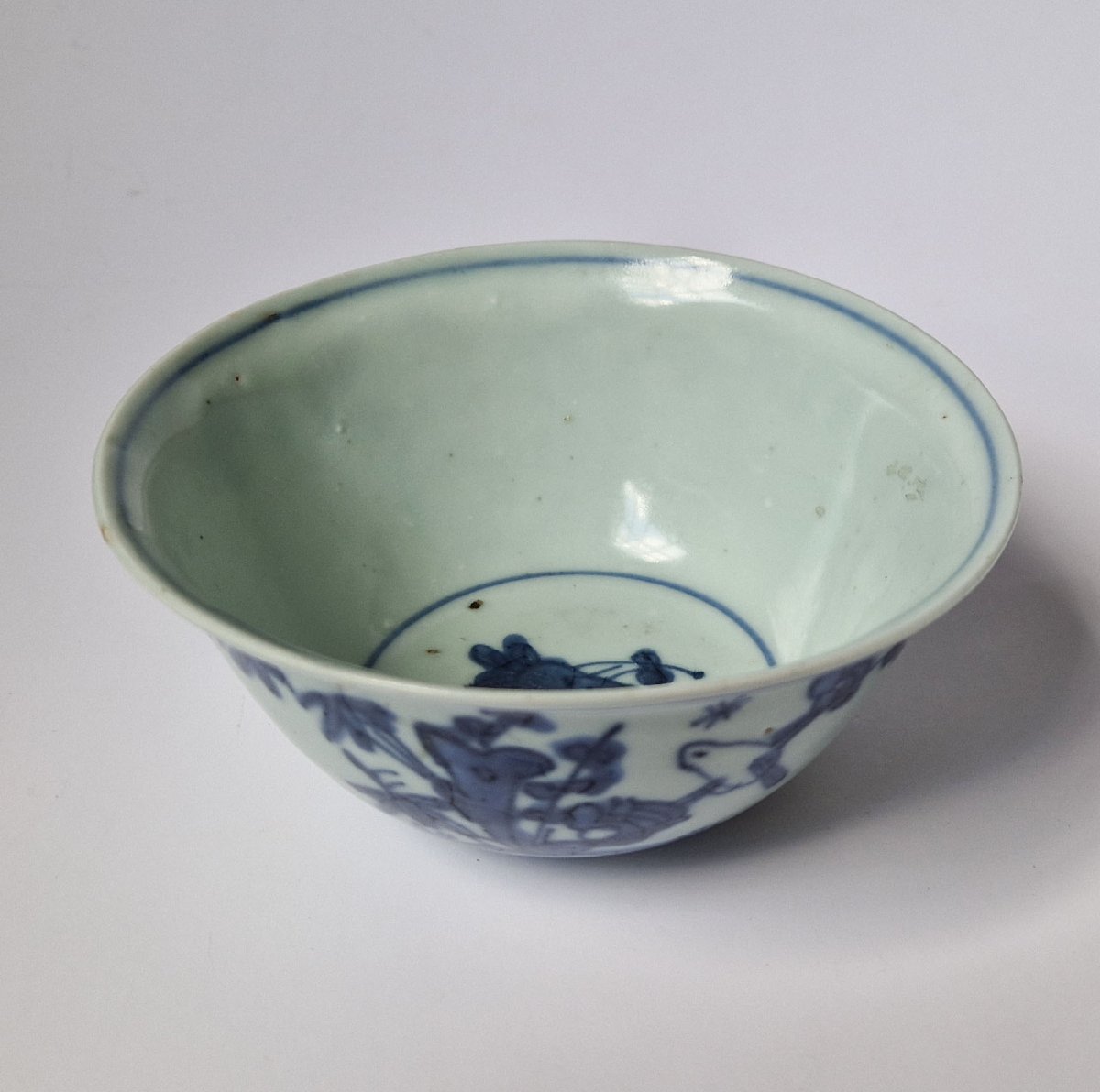 Bol bleu et blanc « Kraak » Chine Ming Wanli, vers 1620, marque Fugui Jiaqi  Diamètre 12.5 cm-photo-2