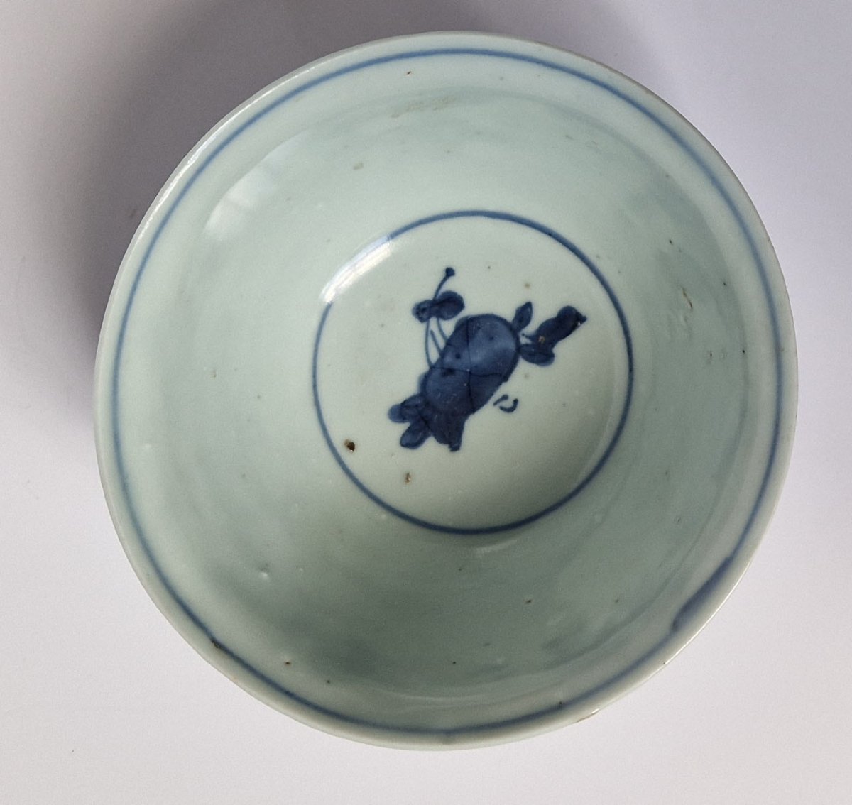 Bol bleu et blanc « Kraak » Chine Ming Wanli, vers 1620, marque Fugui Jiaqi  Diamètre 12.5 cm-photo-2