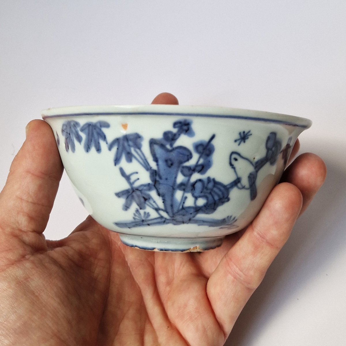 Bol bleu et blanc « Kraak » Chine Ming Wanli, vers 1620, marque Fugui Jiaqi  Diamètre 12.5 cm-photo-3