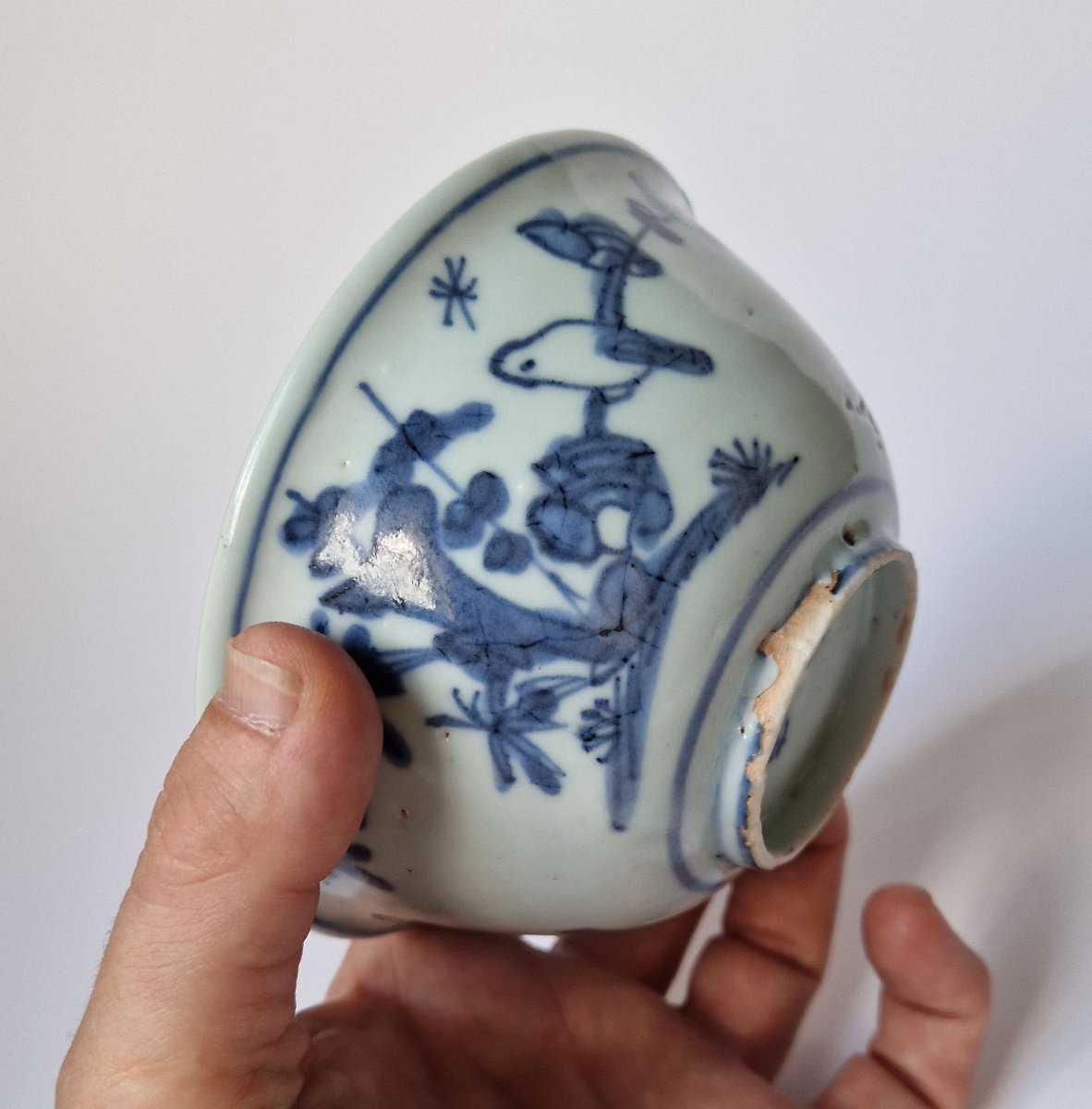Bol bleu et blanc « Kraak » Chine Ming Wanli, vers 1620, marque Fugui Jiaqi  Diamètre 12.5 cm-photo-4