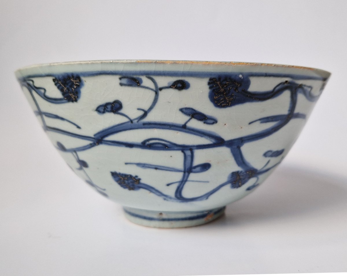 Bol bleu et blanc chinois Ming Wanli Swatow vers 1575-1625 Diamètre: 19,5 cm-photo-3