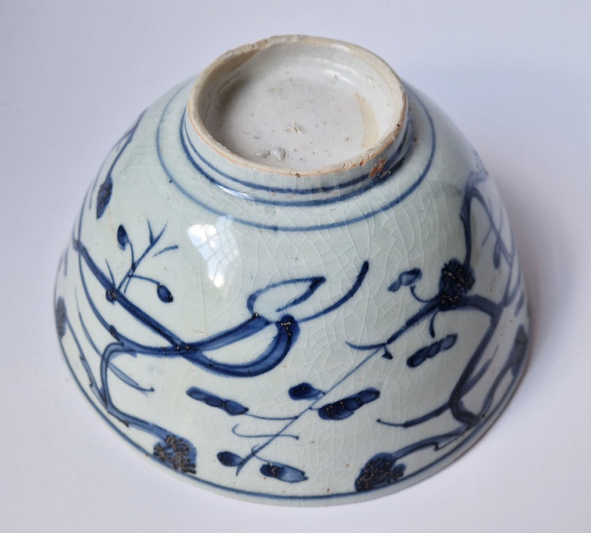 Bol bleu et blanc chinois Ming Wanli Swatow vers 1575-1625 Diamètre: 19,5 cm-photo-3