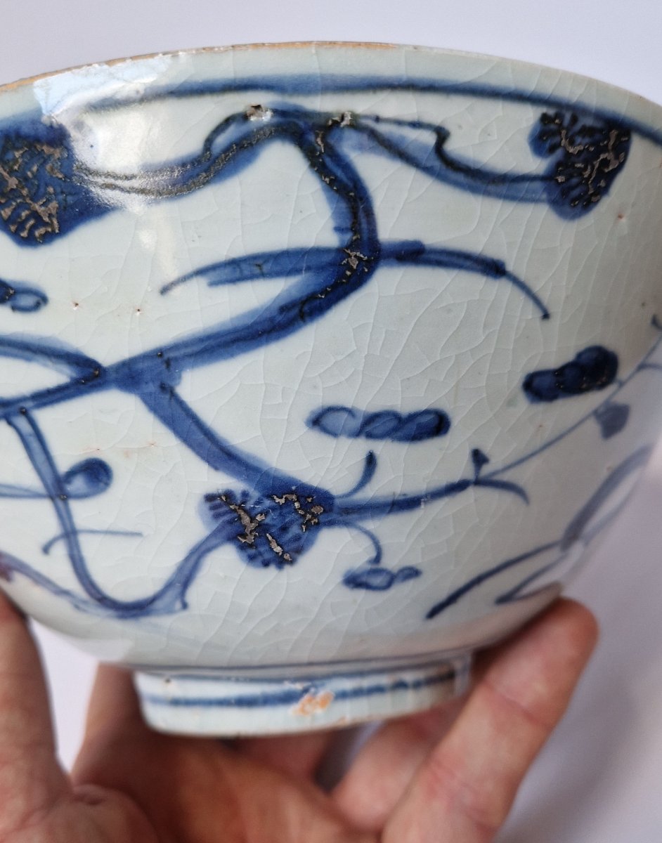 Bol bleu et blanc chinois Ming Wanli Swatow vers 1575-1625 Diamètre: 19,5 cm-photo-7