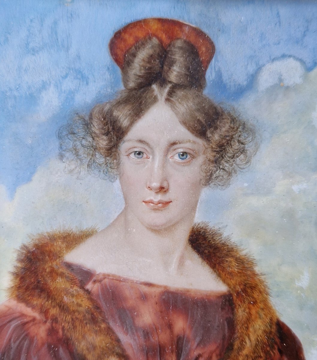 German Or French School, Ca. 1830; Portrait Miniature Of An Elegant Lady-photo-4