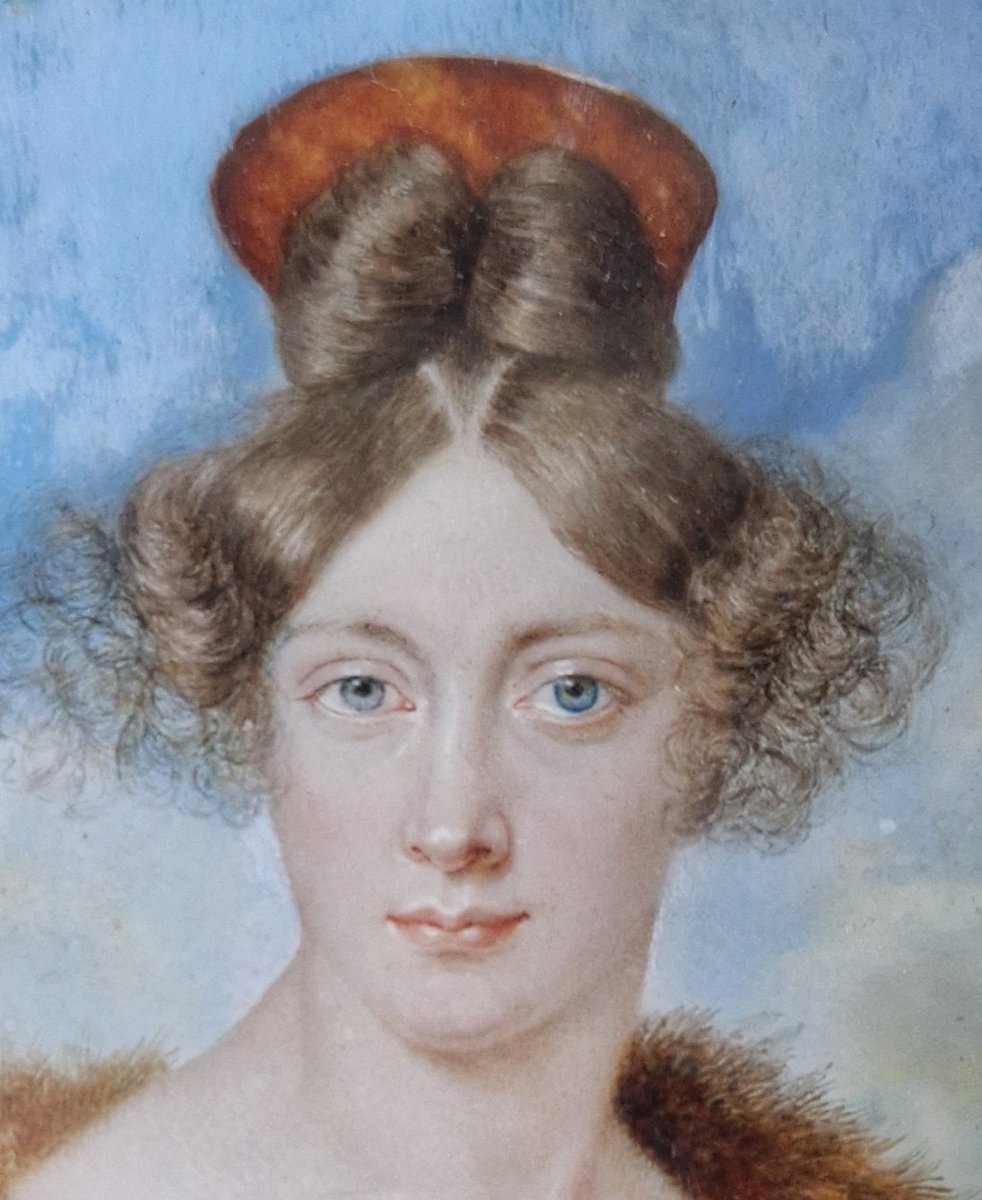 German Or French School, Ca. 1830; Portrait Miniature Of An Elegant Lady-photo-1
