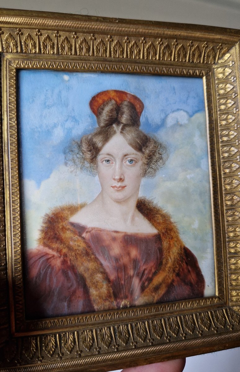 German Or French School, Ca. 1830; Portrait Miniature Of An Elegant Lady-photo-5
