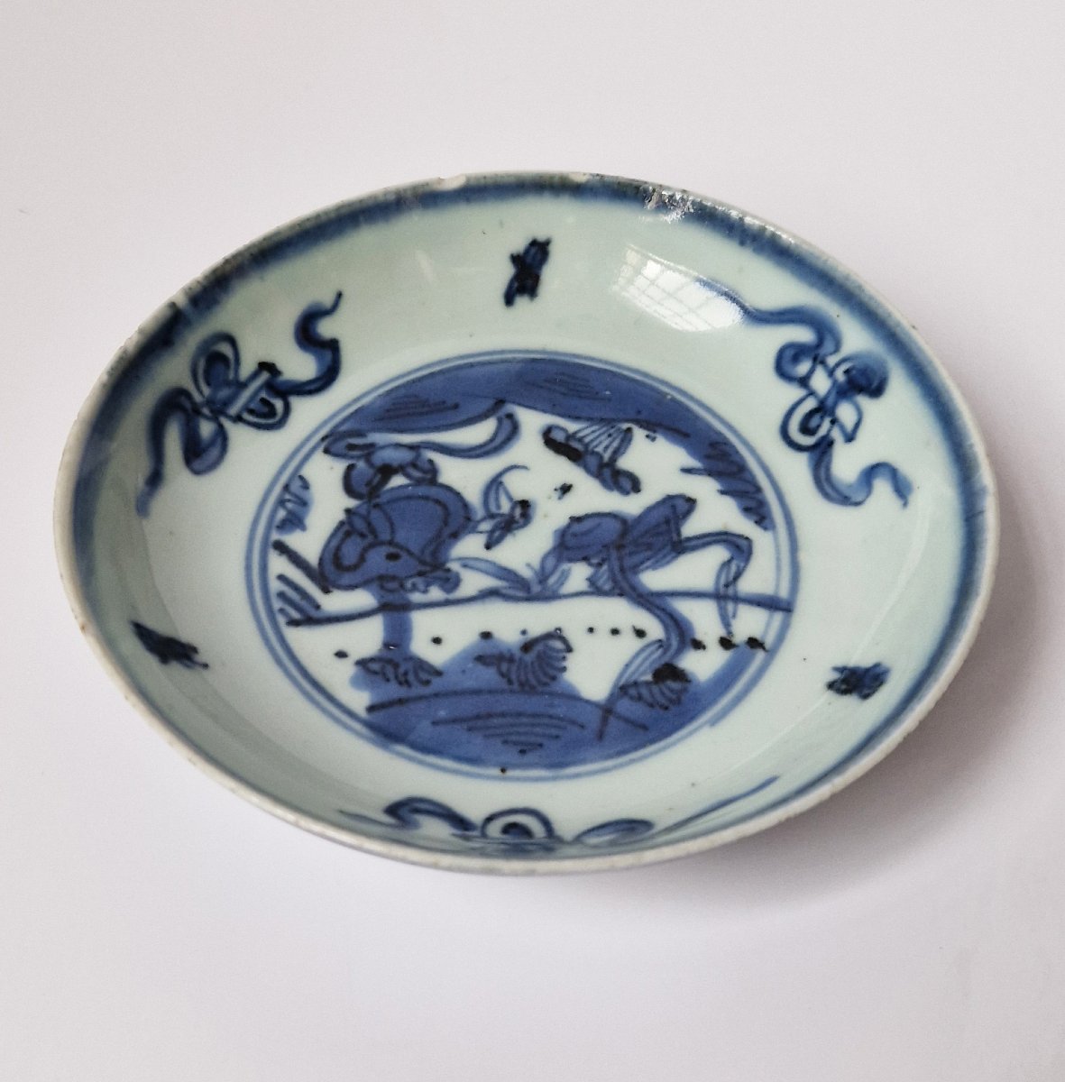 Plat Chinois Ming Wanli « Kraak » bleu et blanc, vers 1600  Diam 13.2 cm-photo-2