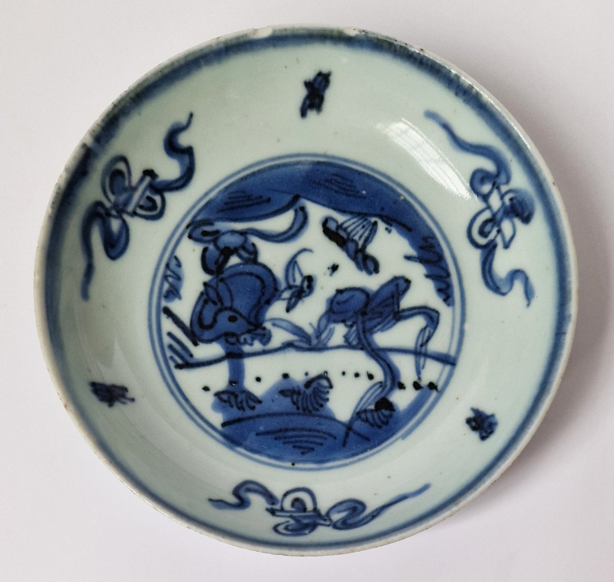 Plat Chinois Ming Wanli « Kraak » bleu et blanc, vers 1600  Diam 13.2 cm-photo-3