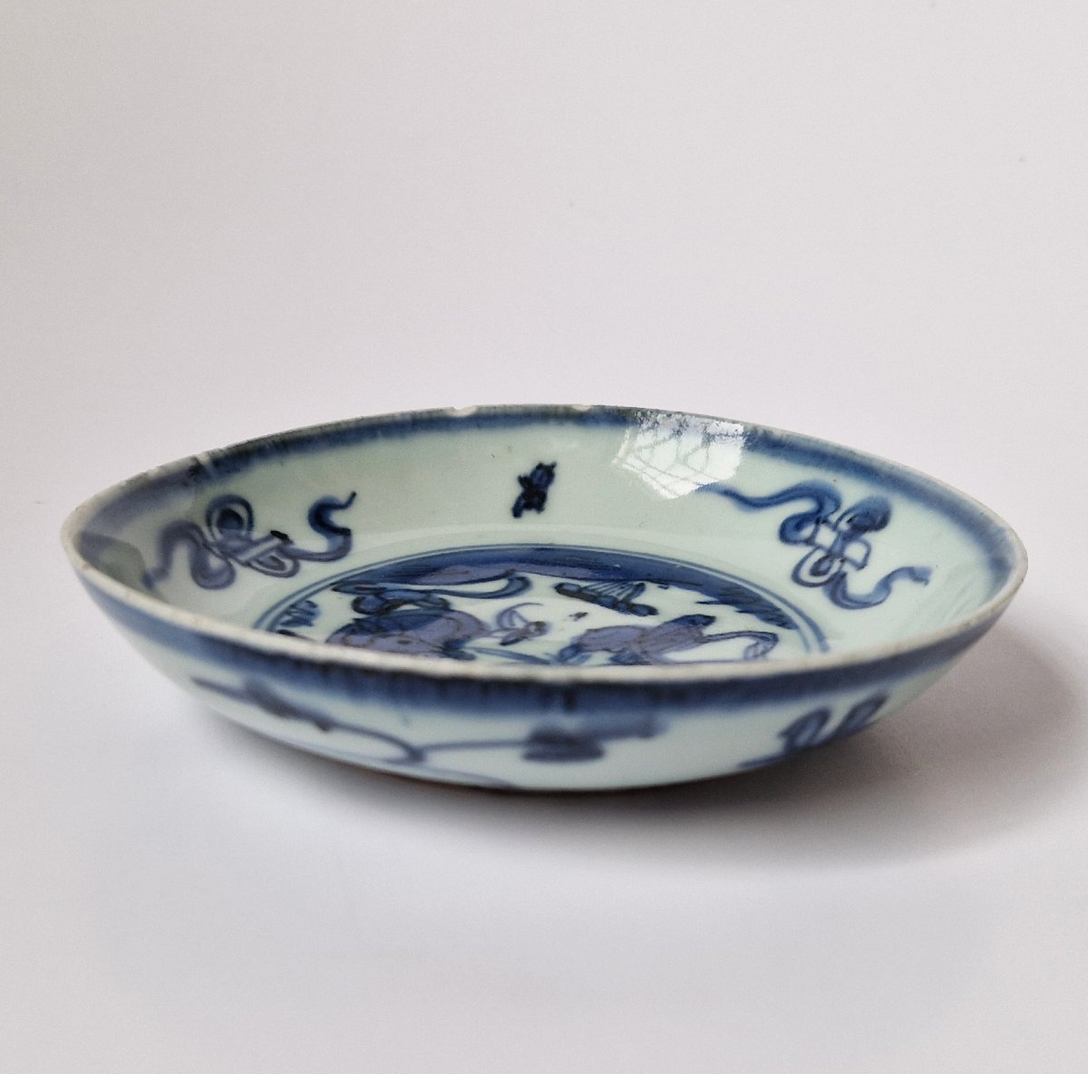 Plat Chinois Ming Wanli « Kraak » bleu et blanc, vers 1600  Diam 13.2 cm-photo-4