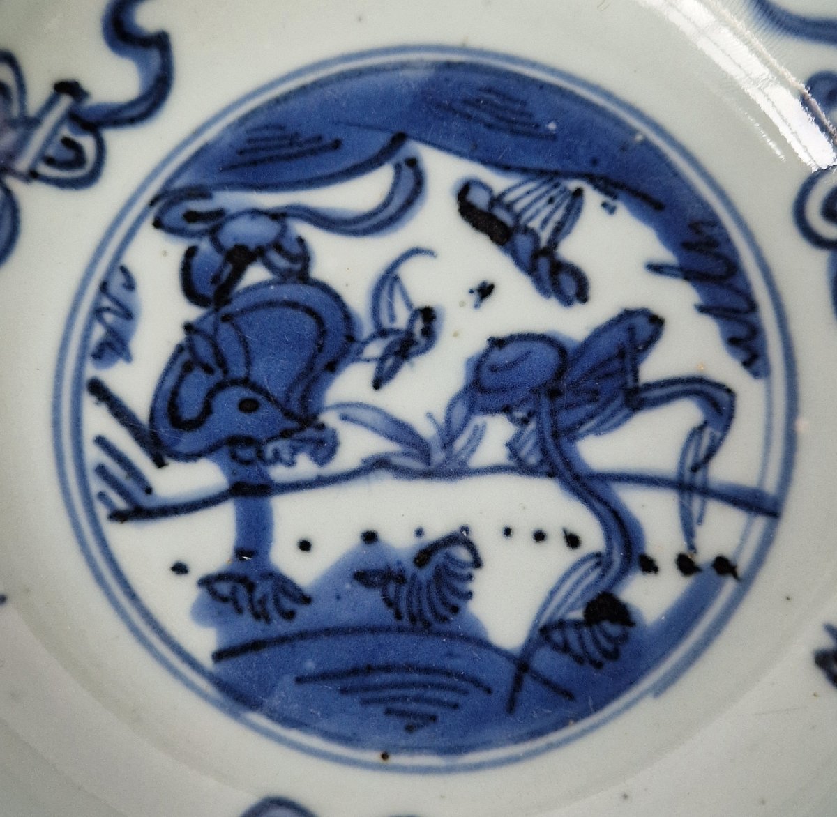 Plat Chinois Ming Wanli « Kraak » bleu et blanc, vers 1600  Diam 13.2 cm-photo-2