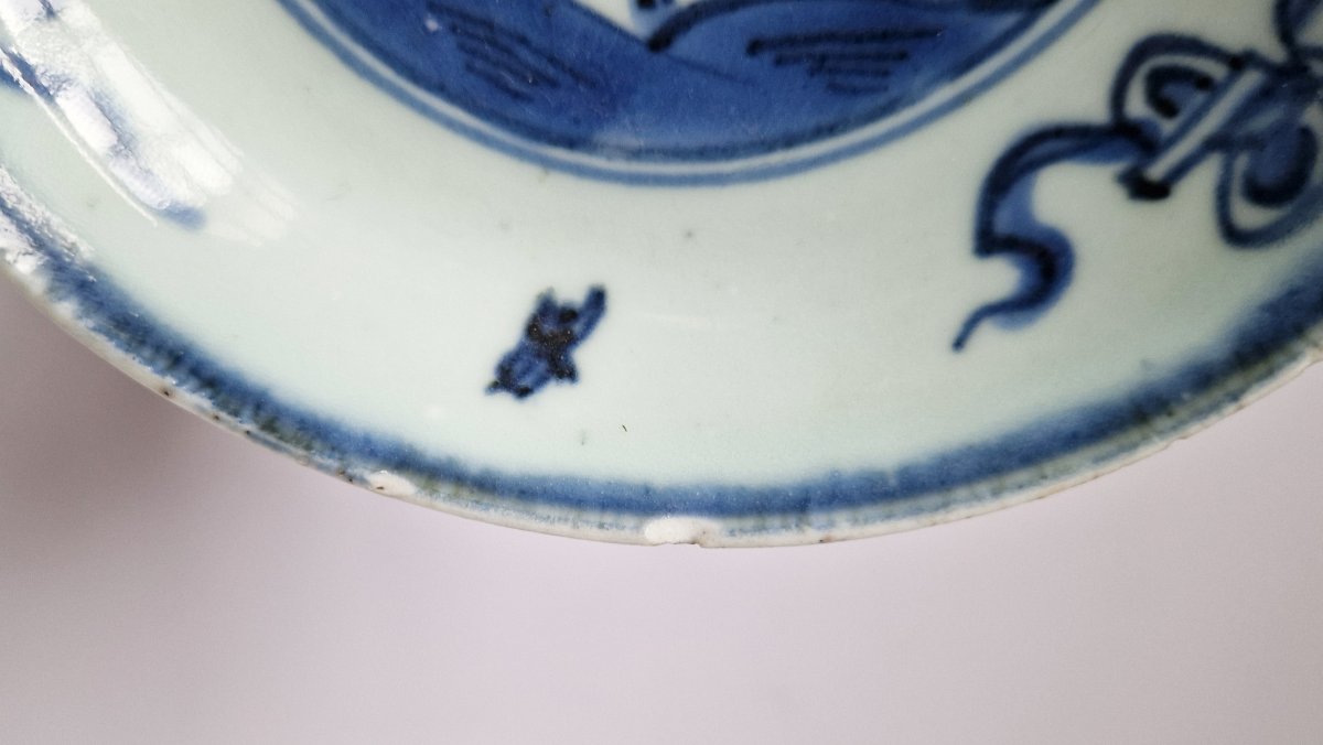 Plat Chinois Ming Wanli « Kraak » bleu et blanc, vers 1600  Diam 13.2 cm-photo-7